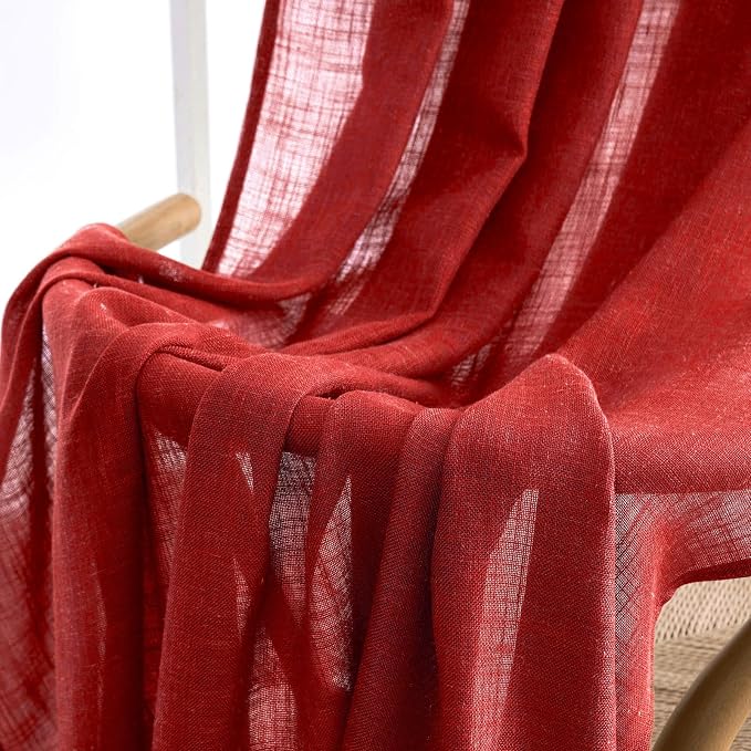 MIULEE Red Linen Curtains 90 Inch Long - Image 6