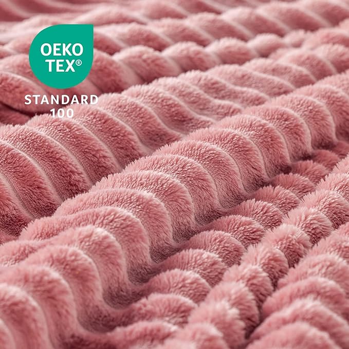 BEDELITE Fleece Blanket Twin Size – 3D Ribbed Jacquard Soft and Warm Decorative - Image 3