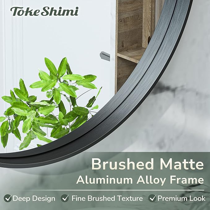 TokeShimi Black Oval Mirrors for Wall Decor 24x36 Inch with Non-Rusting Aluminum Alloy Brushed Matte Framed Wall Mounted for Bathroom, Entryway, Living Room, Bedroom,Vanity or Horizontal