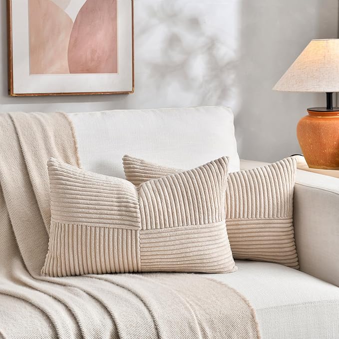 Fancy Homi 2 Packs Tan Long Lumbar Decorative Throw Pillow Covers 12x24 Inch - Image 6
