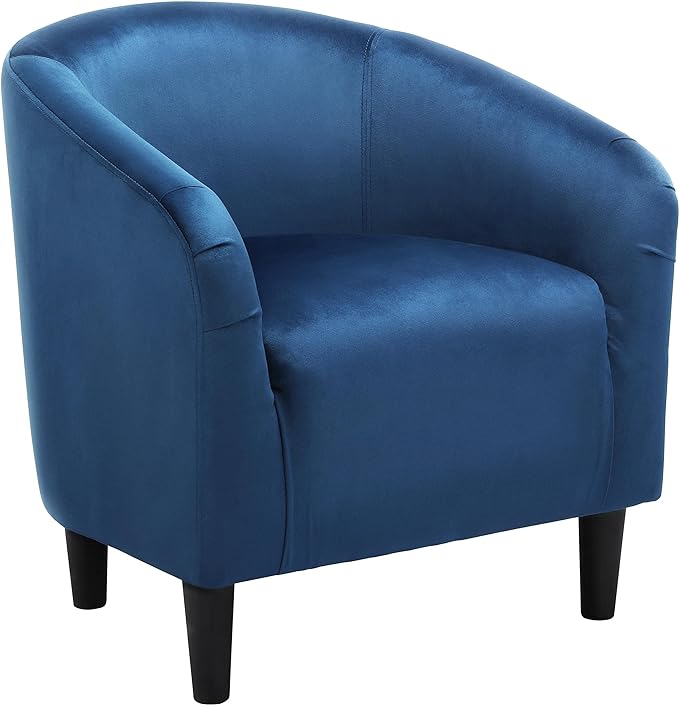 Yaheetech Club Chair, Velvet Accent Chair Upholstered Barrel Chair Sitting Chair with Armrest and Low Back for Living Room Bedroom, Pagoda Blue