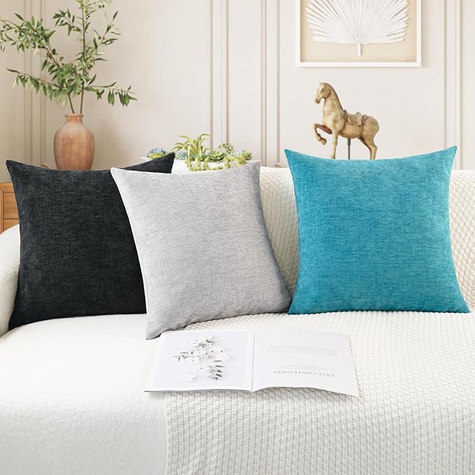 CaliTime Throw Pillow Covers Decorative 26 X 26 Inches Pack of 2 Cozy Chenille - Image 5