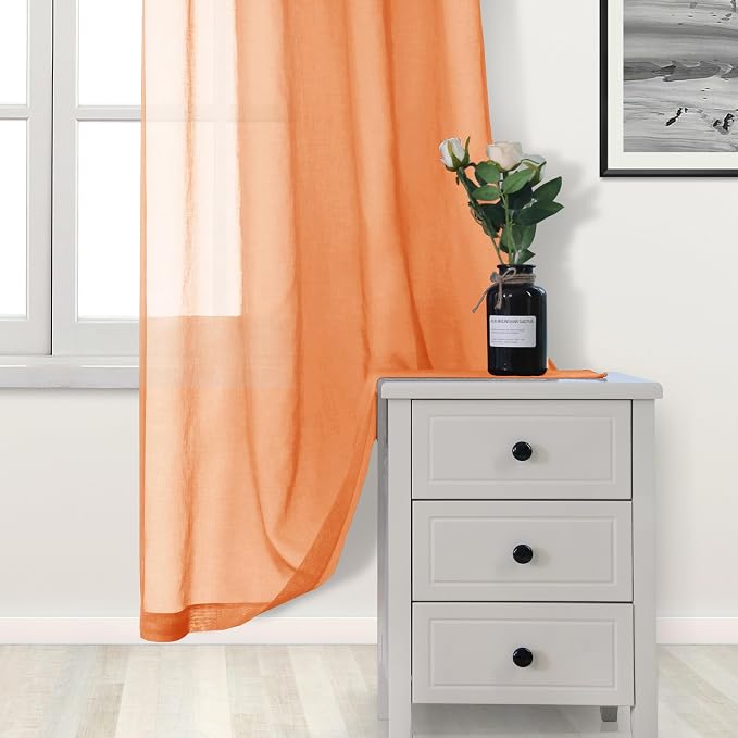 DWCN Sheer Curtains 54 inch Length 2 Panels Set, W52 x L54 - Image 3