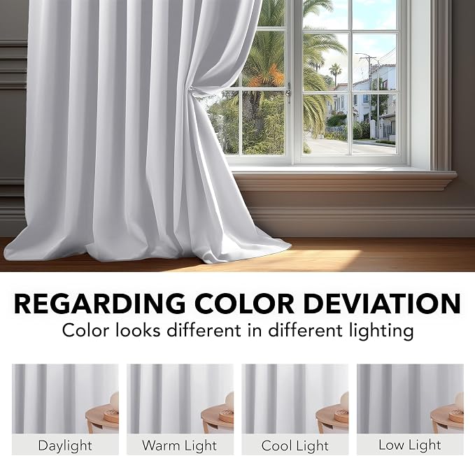 Deconovo Blackout Curtains, Thermal Insulated, W70 x L95 2 Panels, Back Tab - Image 6