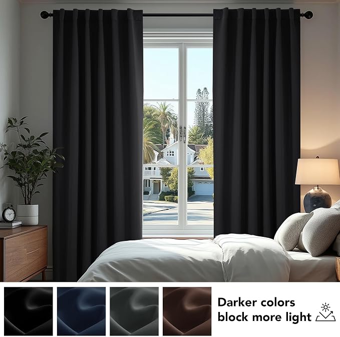 Deconovo Blackout Curtains, Thermal Insulated, W38 x L63 2 Panels, Back Tab - Image 4