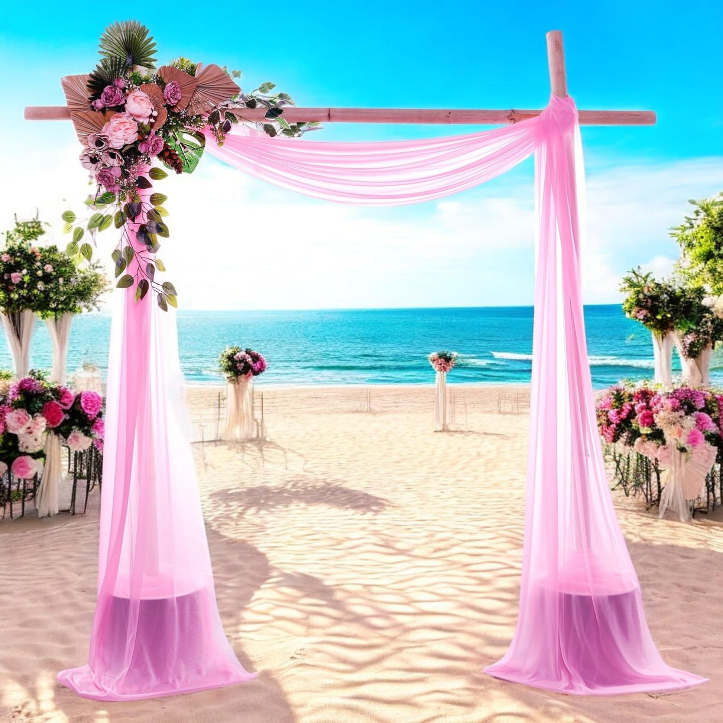 MDS Halloween Chiffon Draping Fabric - 1 Panel, 30" Wide x 100ft Long - Sheer Spooky Arbor & Canopy Drapery for Haunted House Backdrops, Party Ceilings, DIY Costumes & Themed Events - Bubblegum Pink