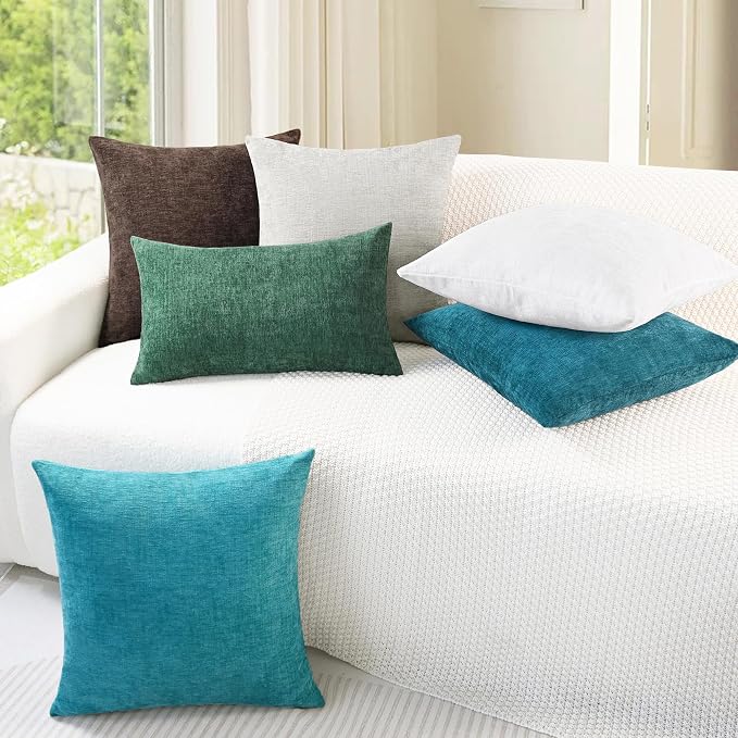 CaliTime Throw Pillow Covers Decorative 22 X 22 Inches Pack of 2 Cozy Chenille - Image 4