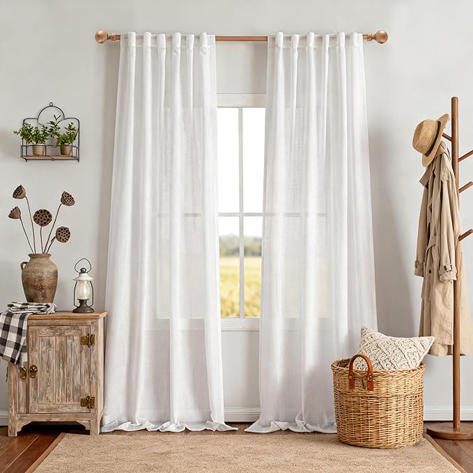 MYSKY HOME Floor to Ceiling Curtains 102 Inches White Sheer Window Drapes 2 - Image 2