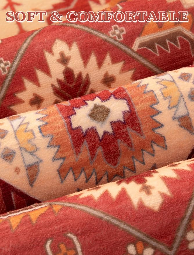 SERISSA Boho Washable Runner Rug, 2x5 Rug Runner Non-Slip Vintage Red Hallway - Image 4