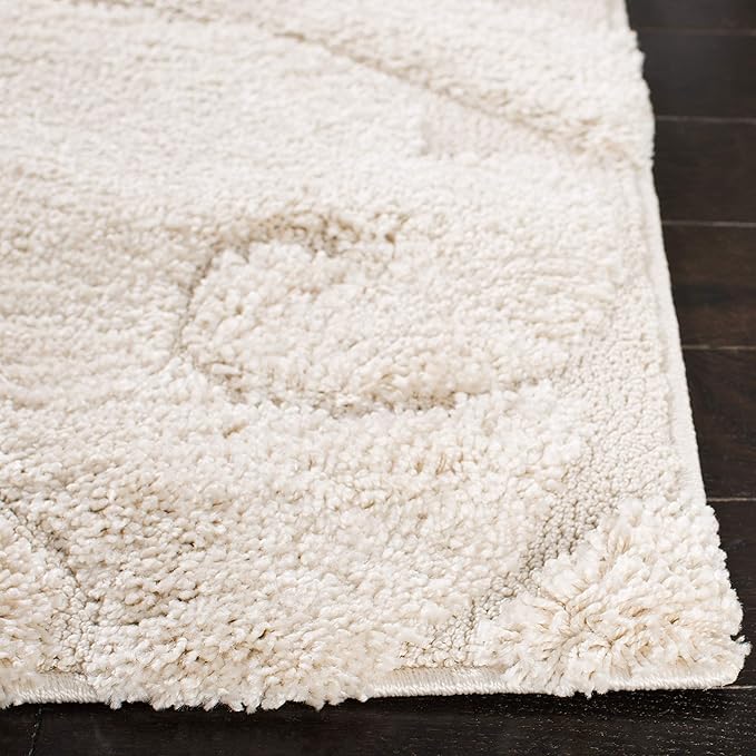 SAFAVIEH Florida Shag Collection Runner Rug - 2'3" x 11', Creme & Creme, Scroll Design, Non-Shedding & Easy Care, 1.2-inch Thick Ideal for High Traffic Areas in Living Room, Bedroom (SG455-1111)