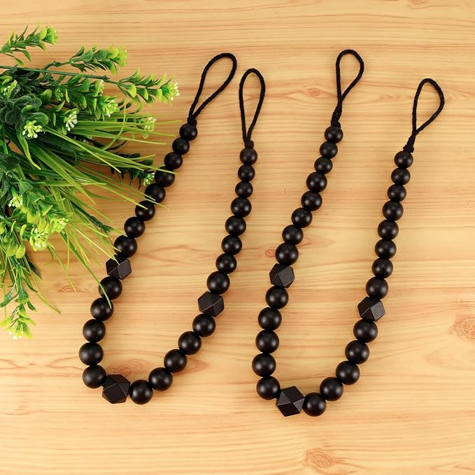 Wood Bead Curtain Tiebacks, KLOGTSIND Set of 4 Curtain Holdbacks - Image 6