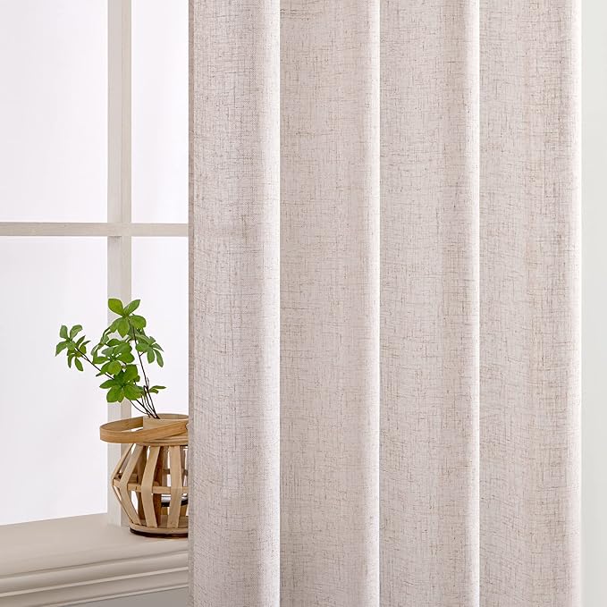 MIULEE Natural White Linen Curtains 84 Inch Length - Image 5