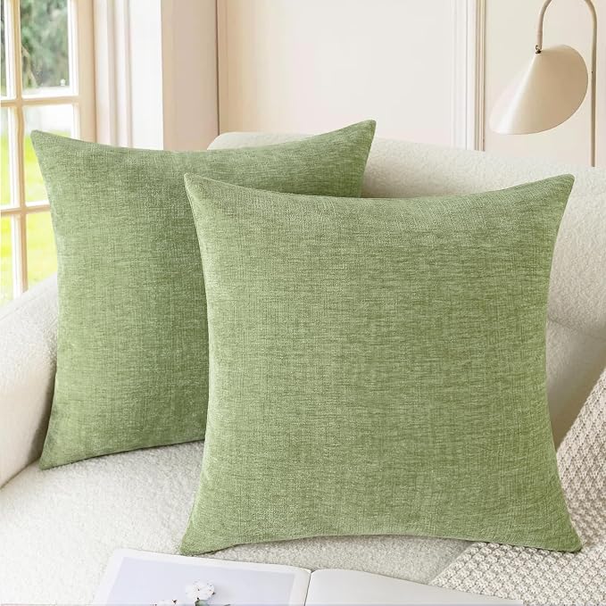 CaliTime Throw Pillow Covers Decorative 22 X 22 Inches Pack of 2 Cozy Chenille by CaliTime