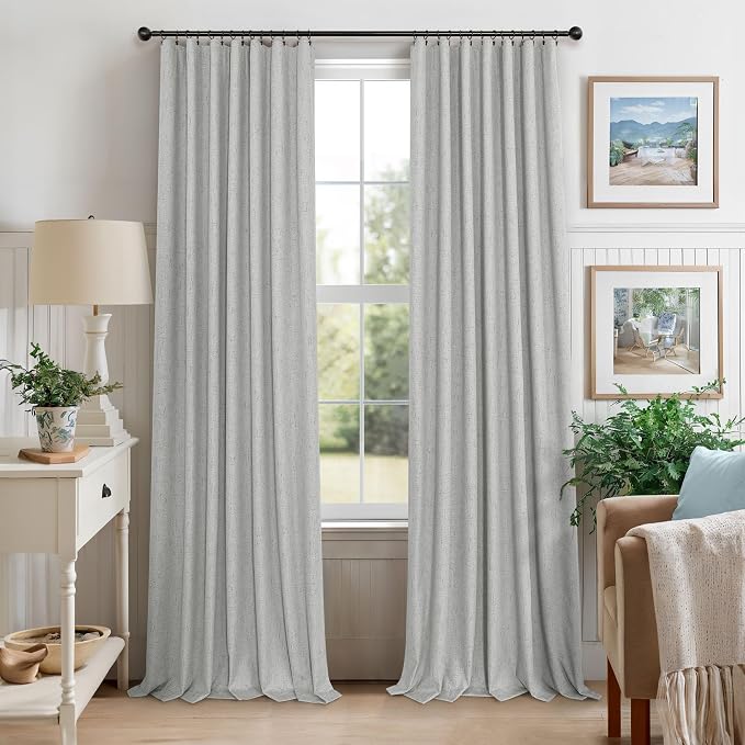 Extra Long White Gray Blackout Curtains 108 Inch Long - Image 8