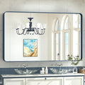 TokeShimi 60 x 36 Inch Blue Bathroom Vanity Mirror for Wall with Non-Rusting Aluminum Alloy Matte Metal Frame for Modern Farmhouse Home Decor (Horizontal/Vertical)