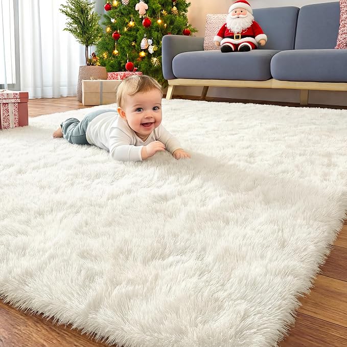 OLANLY 4x7 Area Rugs for Living Room Bedroom, Machine Washable Soft Fluffy by OLANLY