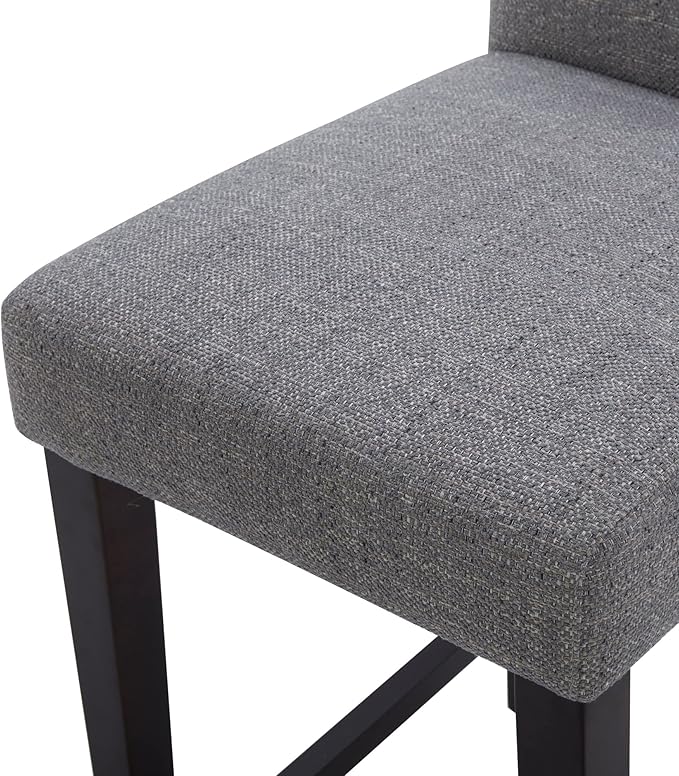 CHITA Counter Height Bar Stools Set of 2, 25" H Seat Height Upholstered Barstools, Fabric in Fog Grey