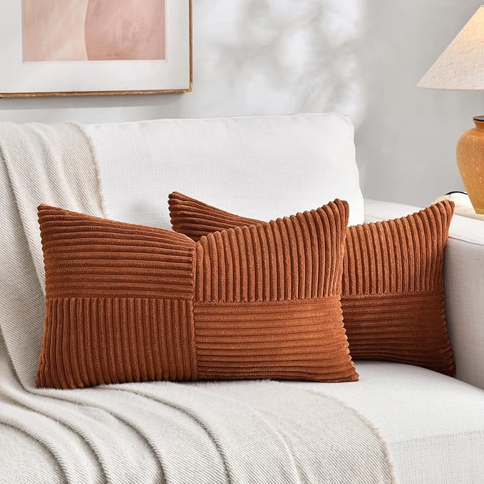 Fancy Homi 2 Packs Rust Lumbar Decorative Throw Pillow Covers 16x32 Inch by Fancy+Homi