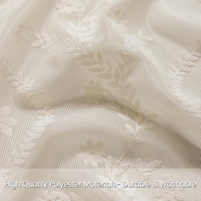 WAZZIO Boho Lace Curtains 2 Panels 72 Inches -Cute Vintage Victorian Sheer - Image 2