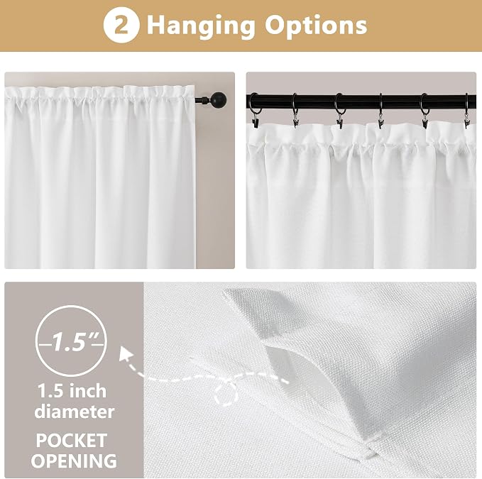 OVZME White Valance for Windows, Light Filtering Thick Textured Small Kitchen - Image 7
