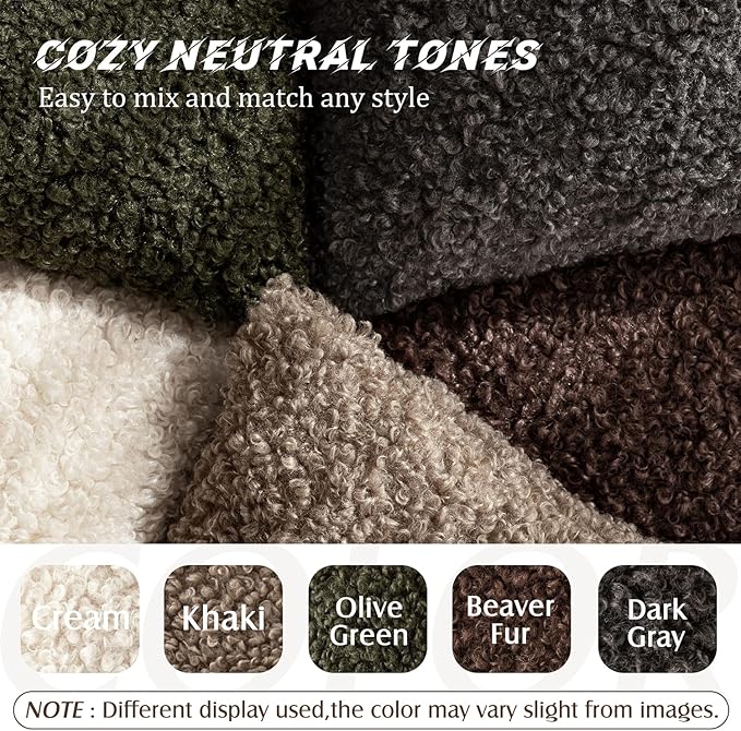 Foindtower Set of 2 Curly Teddy Wool Pillow Covers Decorative Boucle Textured Lumbar Throw Pillow Faux Fur Sherpa Pillowcases Sheepskin Fuzzy Cushion Case for Sofa Bedroom Car 12"x20" Red Brown