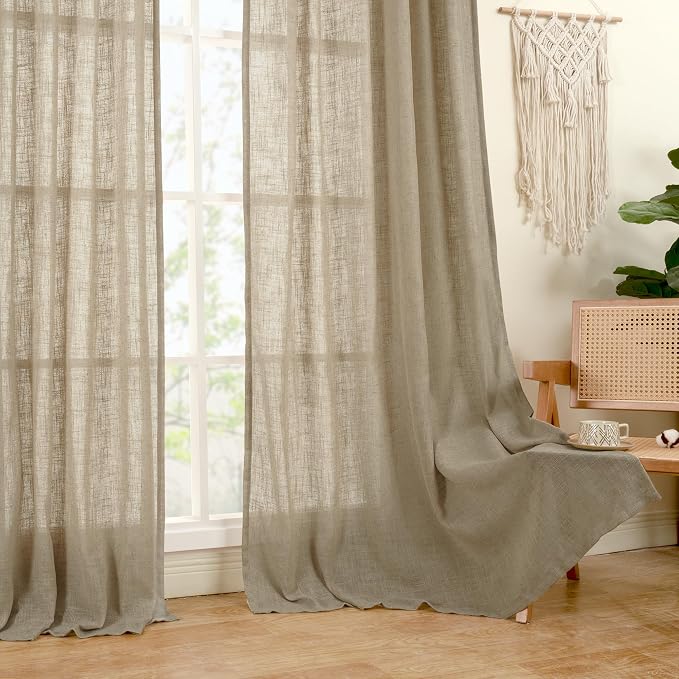 LAMIT Semi Sheer Linen Curtains 36 Inch Length - Image 9