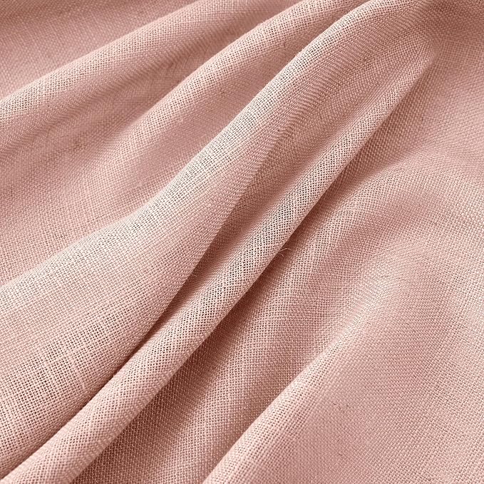 MIULEE Blush Pink Linen Curtains 84 Inches Long 2 Panels - Image 4
