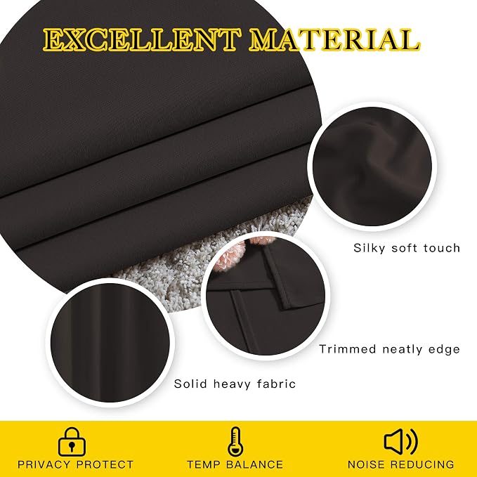NICETOWN Toffee Brown Blackout Curtains 80 inch Length 2 Panels Set - Image 4