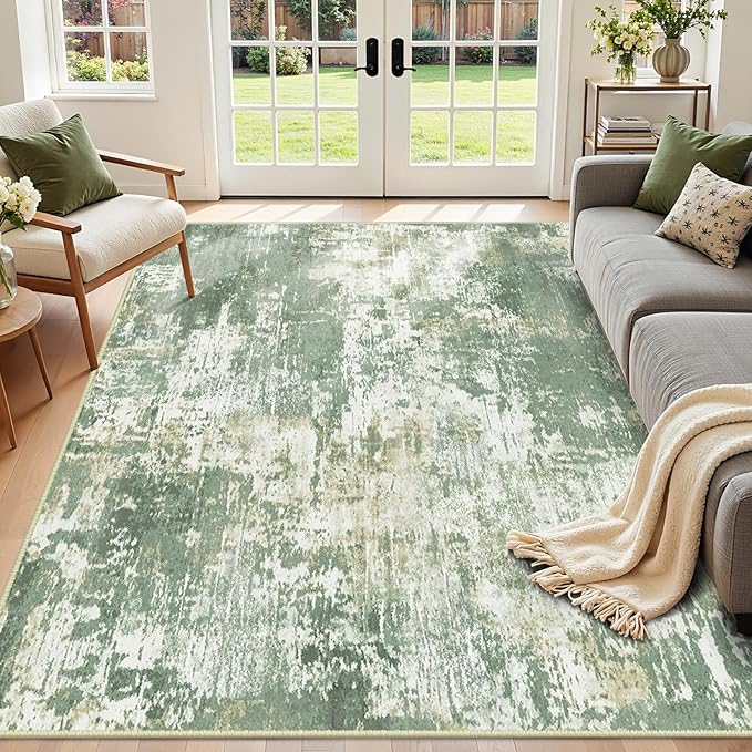 Washable Area Rugs 6'x9' Non-Slip Modern Abstract Soft by RELEANY