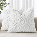 decorUhome Throw Pillow Covers 16x16 Inch Set of 2, Soft Plush Faux Wool White by decorUhome