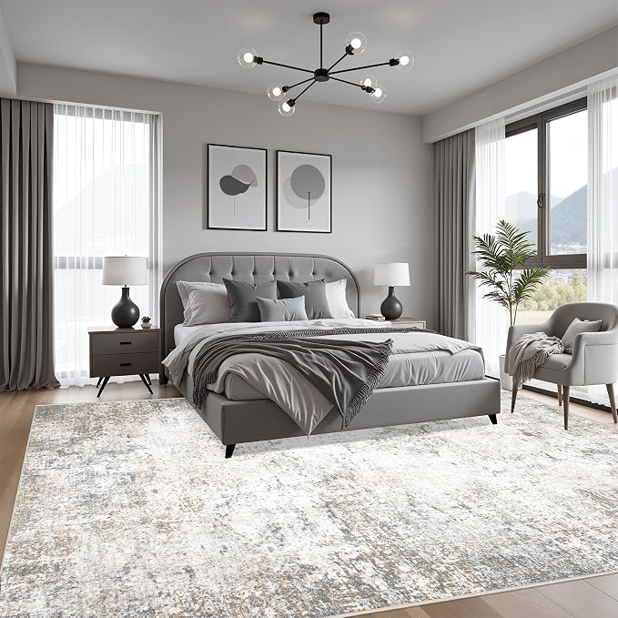 9x12 Area Rug Living Room Rug: Washable Modern Abstract Soft Thin Rug Indoor - Image 4