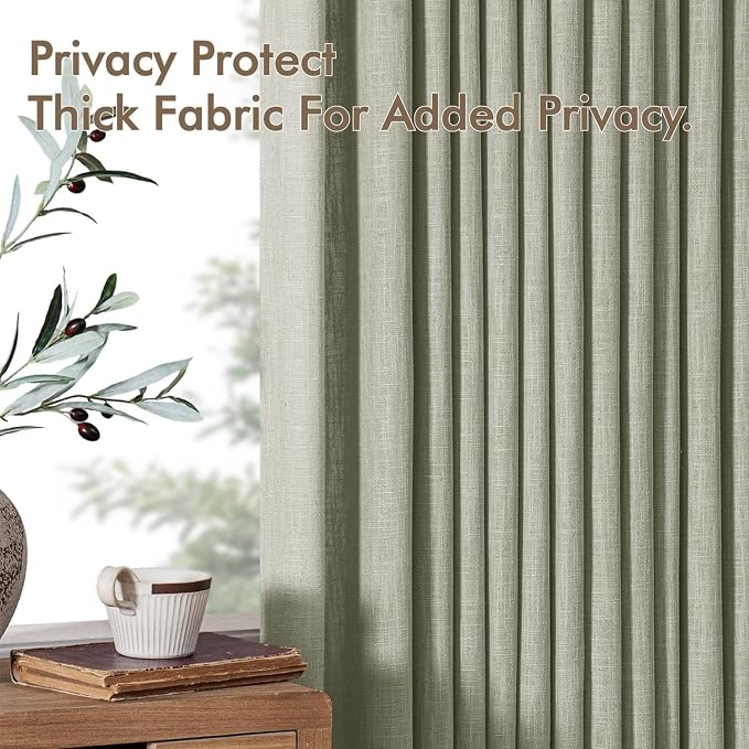 MIULEE Pinch Pleated Thick Linen Curtains 96 Inches Long 2 Panels - Image 7