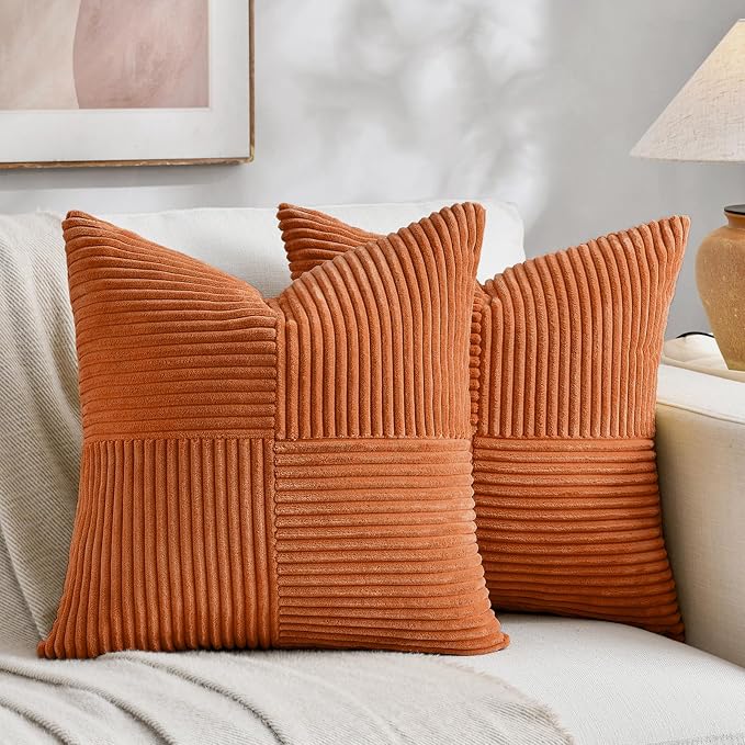 Fancy Homi 2 Packs Burnt Orange Decorative Throw Pillow Covers 20x20 Inch by Fancy+Homi