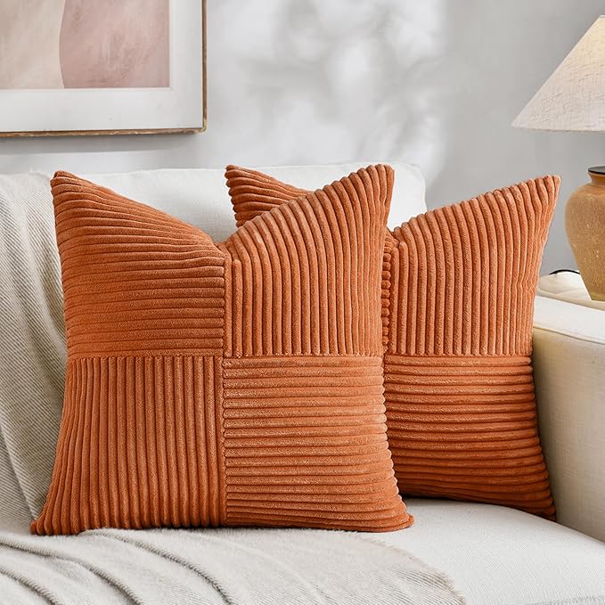 Fancy Homi 2 Packs Burnt Orange Decorative Throw Pillow Covers 18x18 Inch by Fancy+Homi