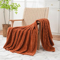 Puncuntex Burnt Orange Throw Blanket 50"×60" inches Fuzzy 3D Jacquard by Puncuntex