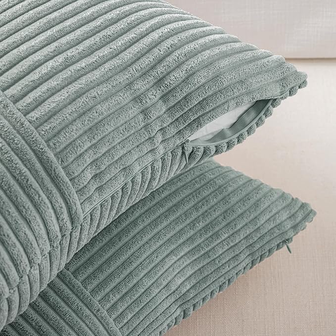 Fancy Homi 2 Packs Grey Blue Euro Decorative Throw Pillow Covers 24x24 Inch - Image 4