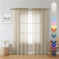 Lecloud Taupe Sheer Curtains 72 Inch Length 2 Panels, Light Filtering Soft by Lecloud