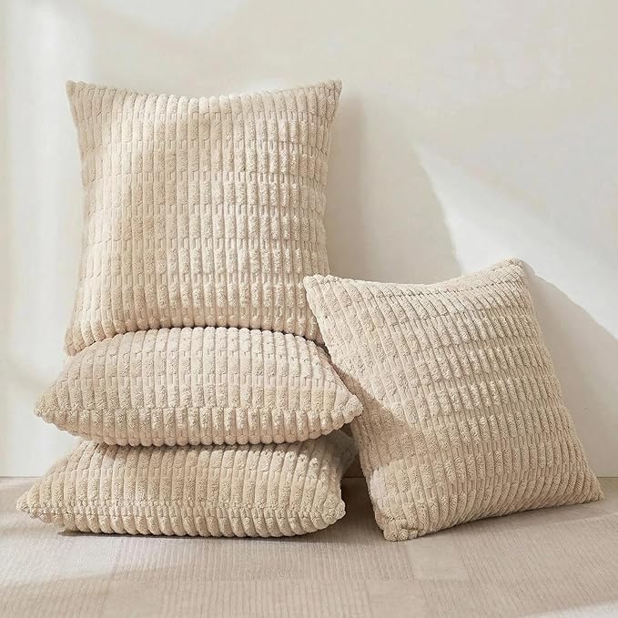 Fancy Homi 4 Packs Tan Decorative Throw Pillow Covers 16x16 Inch - Image 2