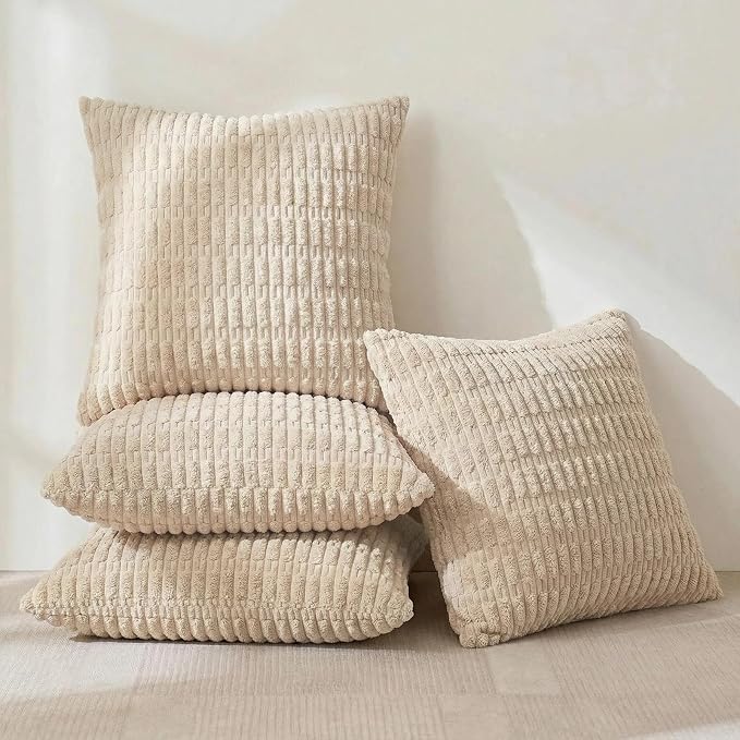 Fancy Homi 4 Packs Tan Decorative Throw Pillow Covers 18x18 Inch - Image 2