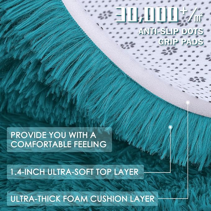 OLANLY 3x5 Machine Washable Small Bedside Rug, Soft Fluffy Shaggy Rugs - Image 8