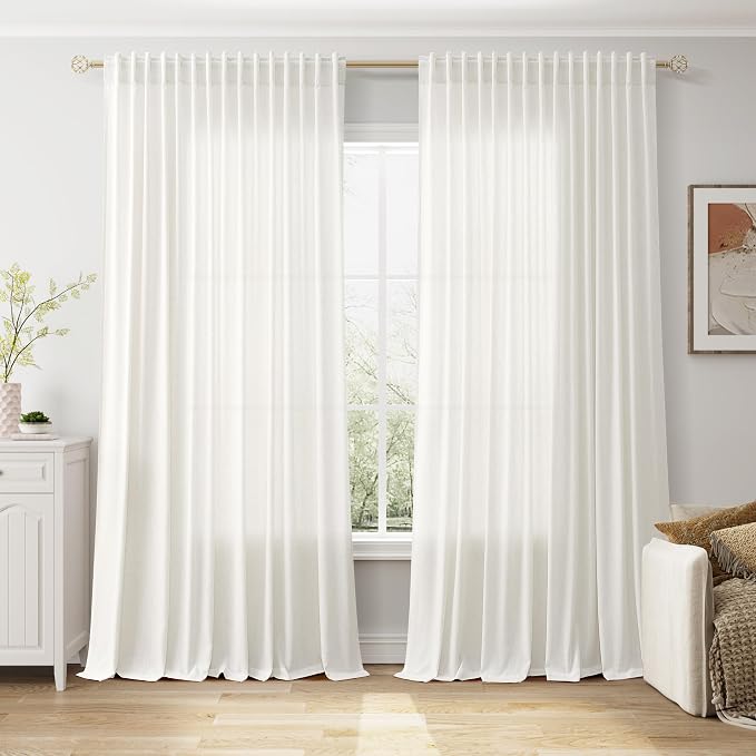 Nanspring Extra Wide 100x108 Inch Linen Curtains by Nanspring