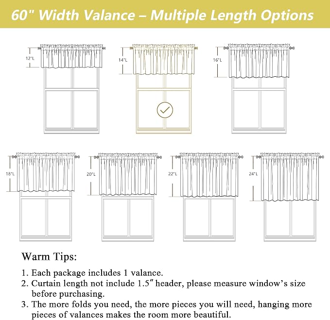 White Valances for Windows, Light Filtering Faux Linen Textured Small Short - Image 3