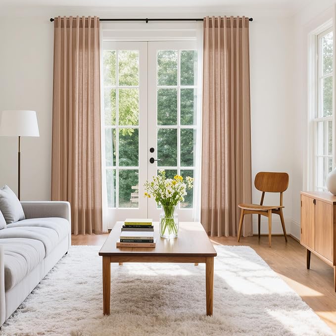 Nanspring Peach Linen Curtains 84 inches Long - Image 7
