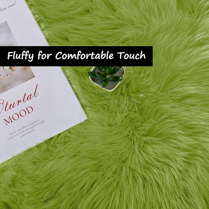 Goolela Lime Green Area Rug 8x10 Fluffy Fuzzy Furry Rug - Image 4