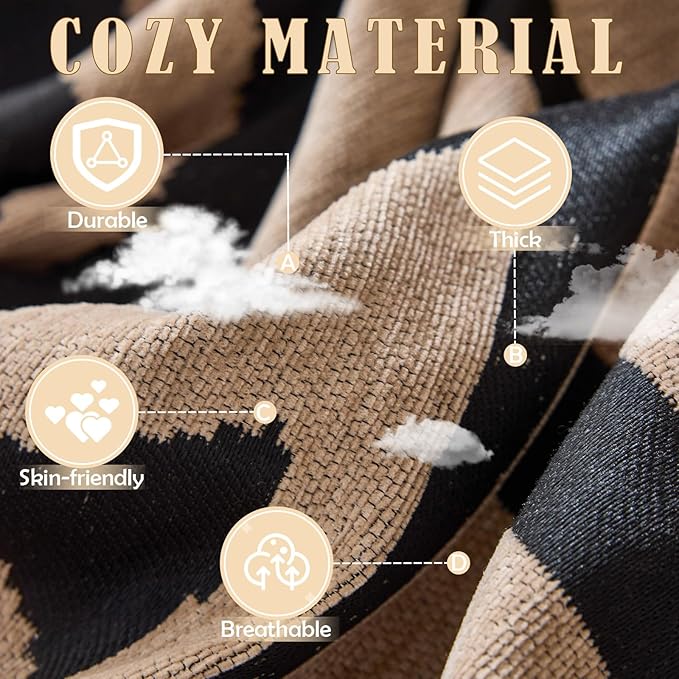 HANDONTIME Boho Geometric Couch Covers for Sofa Pet Friendly Taupe and Black Sofa Covers Washable Chenille Couch Blanket Cover for 3 4 Cushion Couches Pet Protector Furniture Cover Soft, 71" X 150"