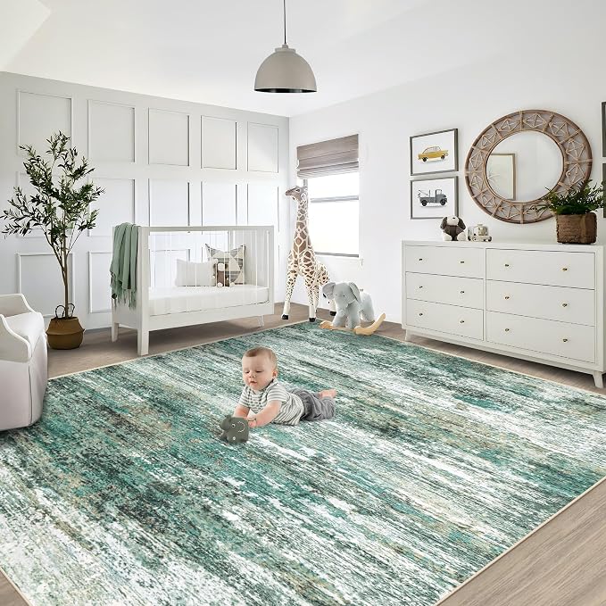 8x10 Area Rugs for Living Room, Washable Modern Abstract Large Area Rug Neutral - Image 5