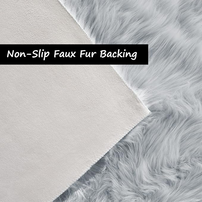 Goolela Grey Area Rug 6x9 Fluffy Fuzzy Shag Rug - Image 4