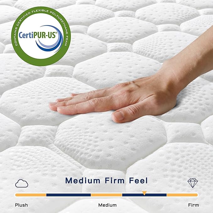 Vesgantti Full Mattress 10 Inch Innerspring Multilayer Hybrid Full Mattresses - Ergonomic Design with Memory Foam and Pocket Spring Mattress Full Size, Medium Firm Feel, White