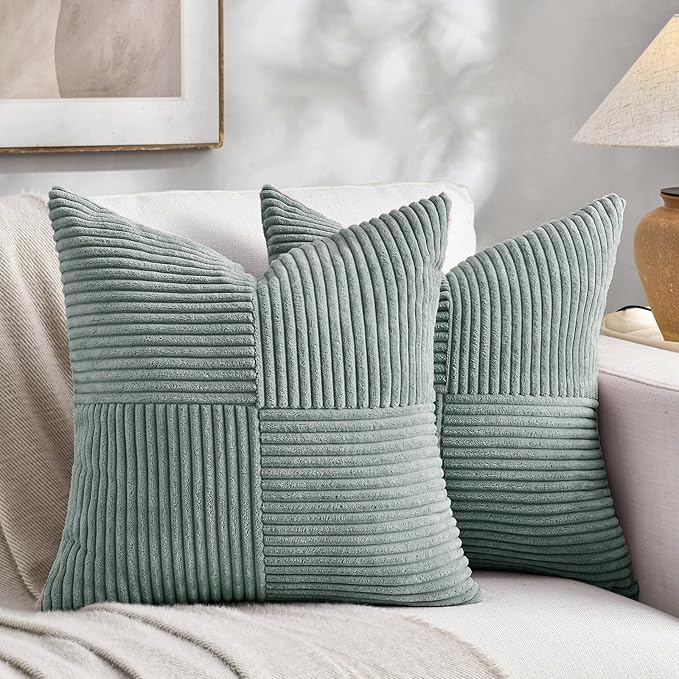 Fancy Homi 2 Packs Grey Blue Decorative Throw Pillow Covers 20x20 Inch by Fancy+Homi