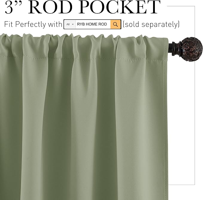 RYB HOME Cafe Blackout Curtains 24 inch Length, RV Curtains - Image 2